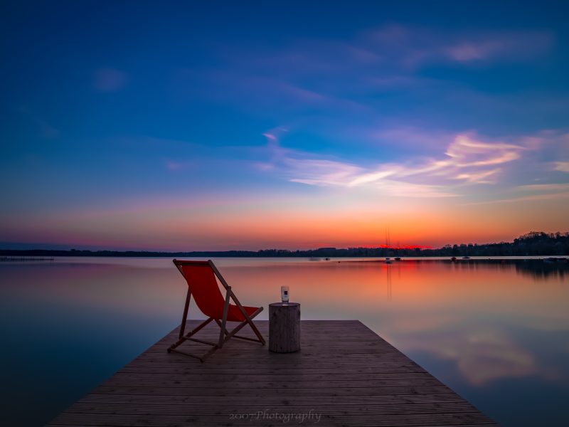 Sonnenuntergang in der Gaststätte am Wörthsee